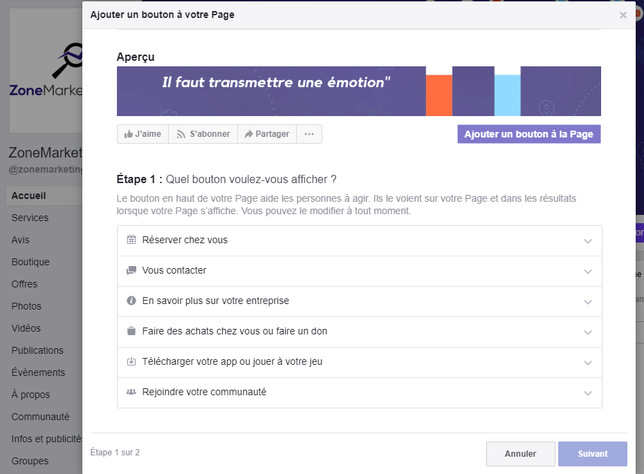 ajout bouton a votre page facebook