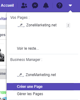 Créer page facebook